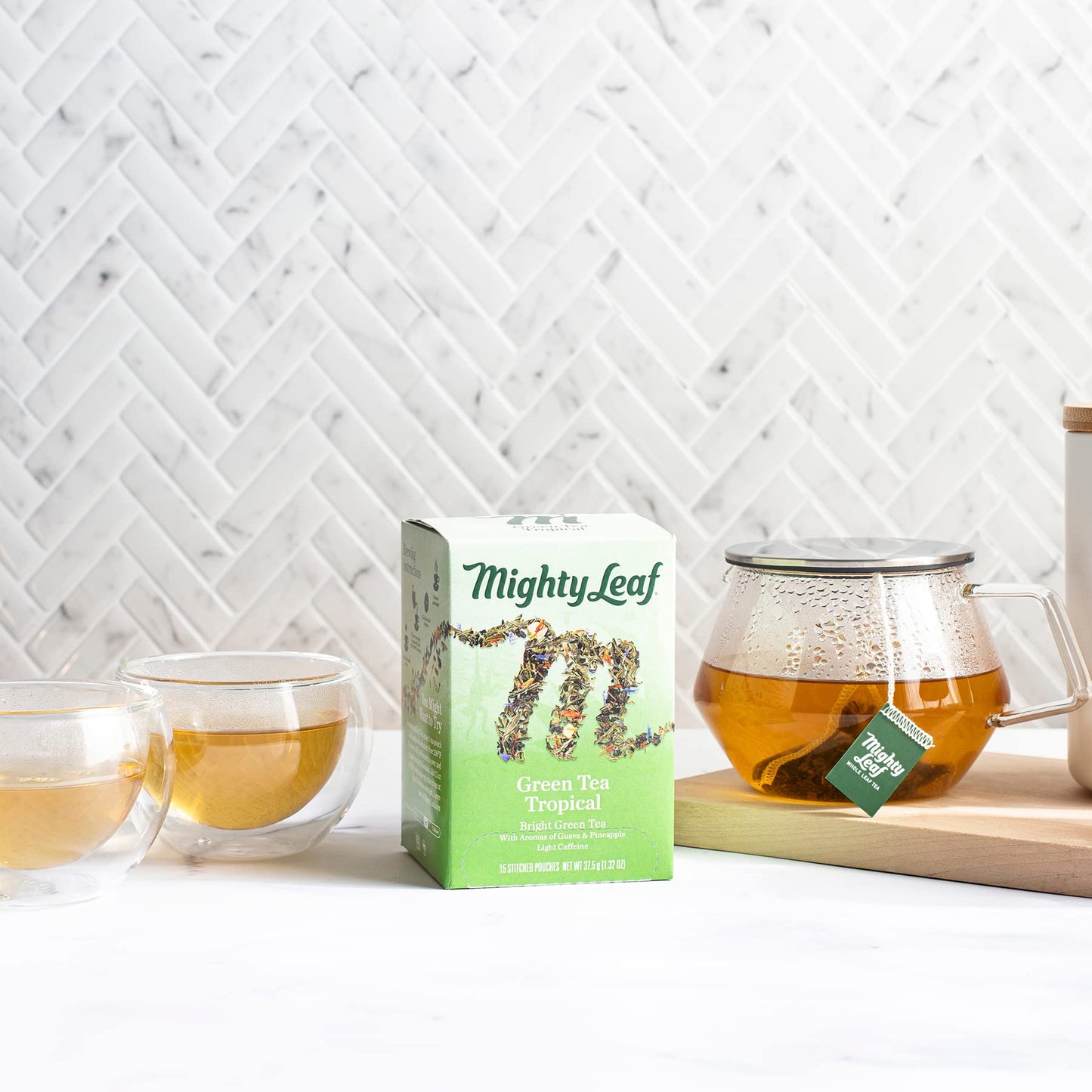 Mighty Leaf Green Whole Leaf Tea Bags - Tropical Flavor - Light Caffeine - 15 Count