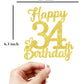 34 Birthday Cake Toppers-Gold Glitter, 34Th Cake Topper For Men,34 Cake Topper For Women, 34Th Birthday Decorations,34Th Birthda
