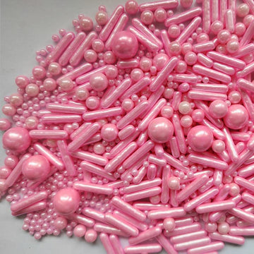 Edible Pink Pearl Sugar Sprinkles Candy Mix Size Baking Edible Cake Decorations Cupcake Toppers Cookie Decorating Wedding Party