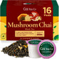 Gya Tea Co Caffeinated Mushroom Chai Black Tea Pod (16 Count) - Smooth, Flavourful, Robust, Enjoy Hot Or Iced