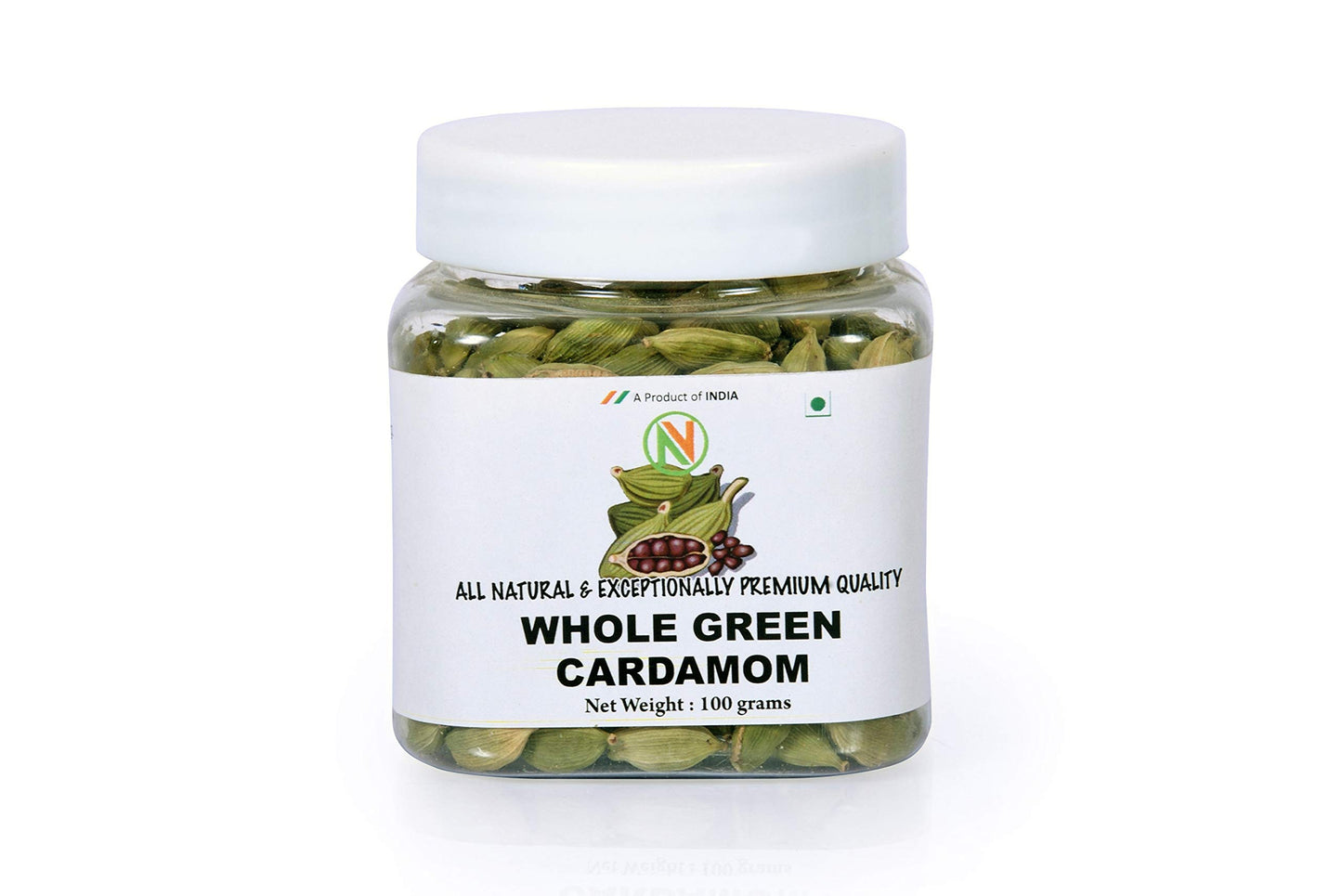 Nature Vit Whole Green Cardamom, 200G [Bold Size & Premium] [100G X 2 Jars]