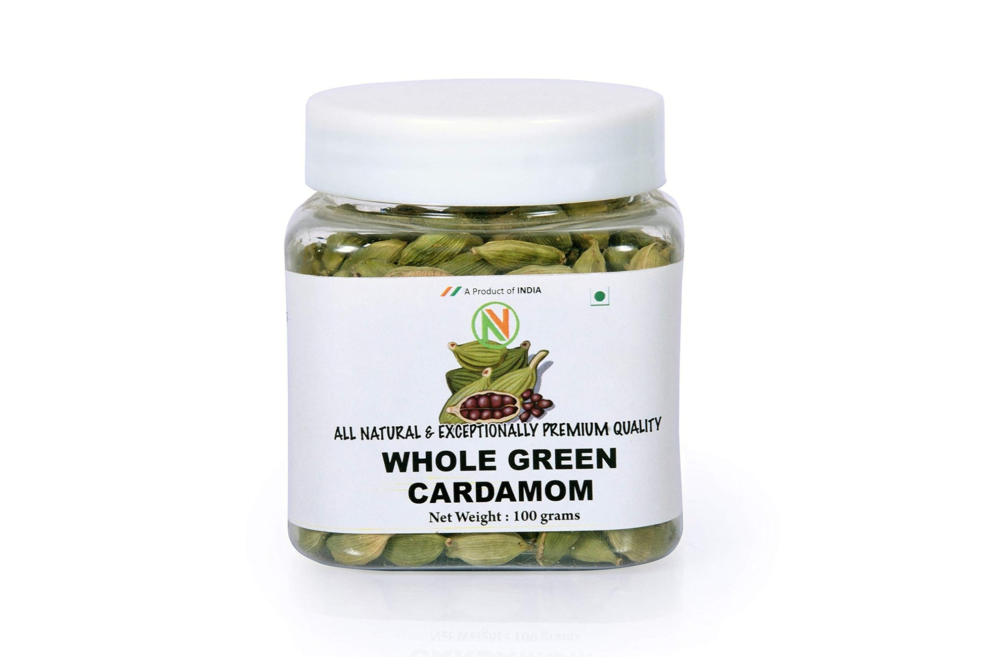 Nature Vit Whole Green Cardamom, 200G [Bold Size & Premium] [100G X 2 Jars]