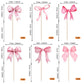 YCTHUNFISH Pink Bow Cupcake Toppers - 36 Pack Paper Picks for Wedding, Bridal Shower, Birthday Party Decorations