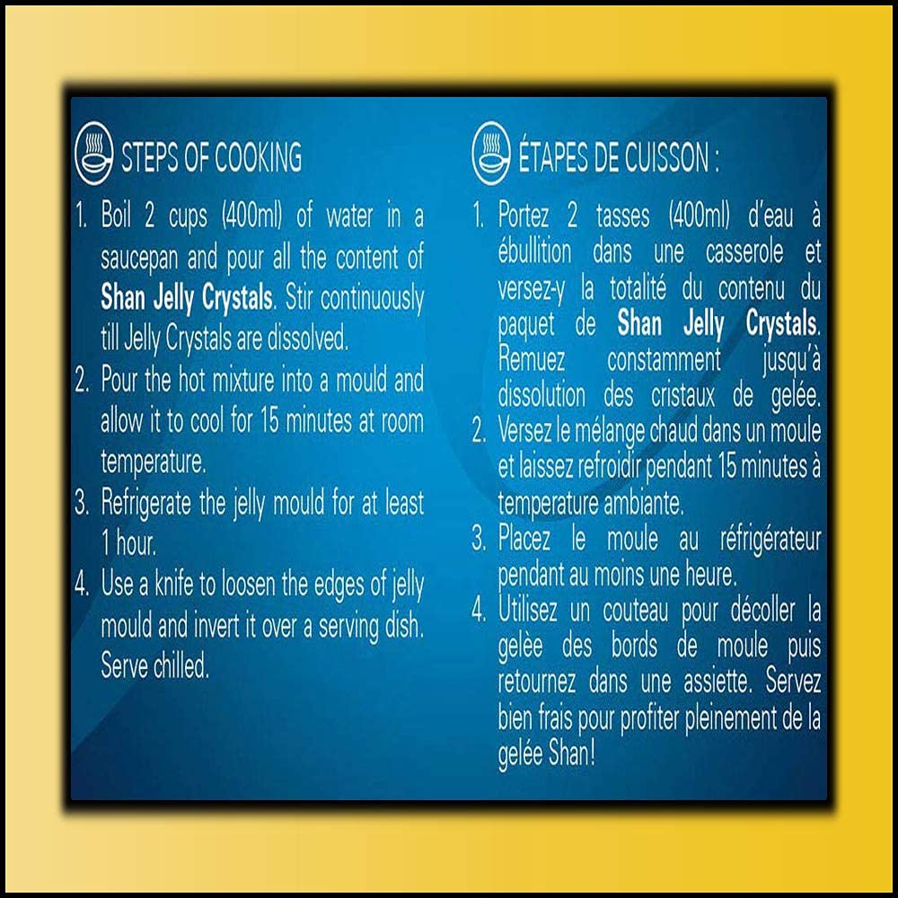 Shan Jelly Crystals Mango - Quick and Easy Jello - Pack of 6 - Suitable for Vegetarians