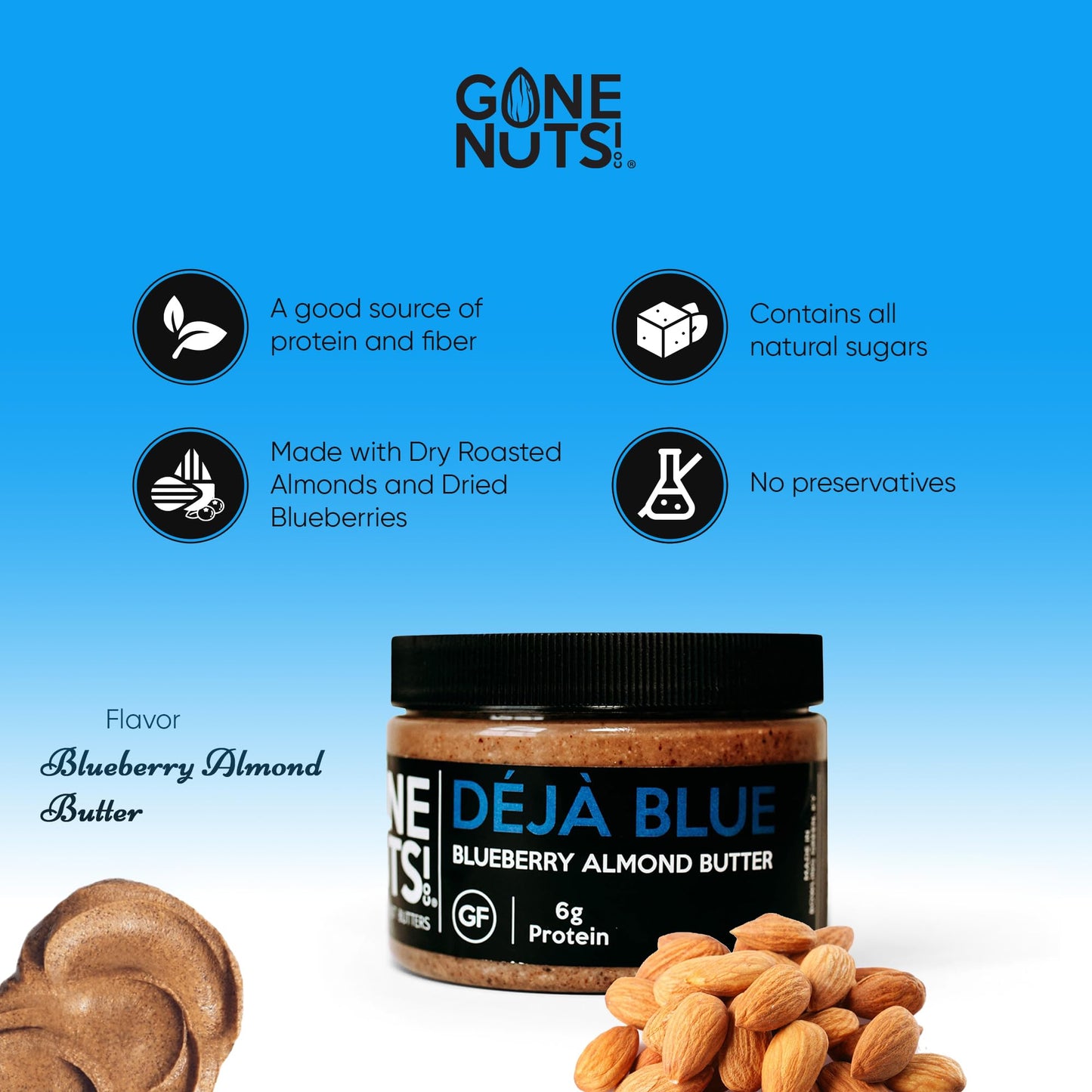 Gone Nuts Co. Butter Spread, Vegan, Gluten Free, Paleo-Friendly, Gourmet, Healthy Snacks, No Palm or hydrogenated oils (Blueberr