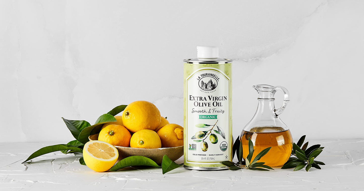 La Tourangelle, Organic Extra Virgin Olive Oil, Cold-Pressed, Smooth & Fruity, Early Harvest for High Antioxidants From Spain, 2