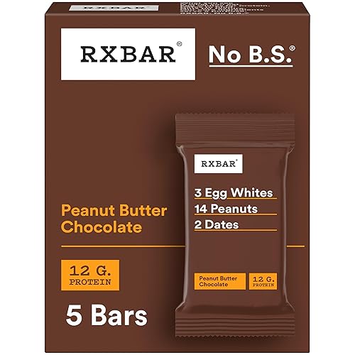 Rxbar Protein Bars, 12G Protein, Gluten Free Snacks, Peanut Butter Chocolate, 9.15Oz (5 Bars)