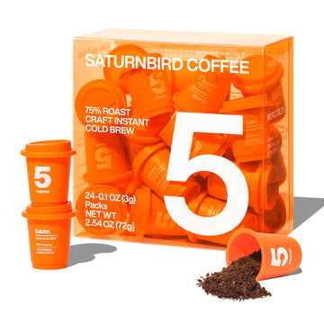 Saturnbird Coffee Instant Cold Brew, Dark Roast (No.5), 100% Arabica Coffee Powder, Enjoy Cold/Hot, 24 Single Serves Perfect For