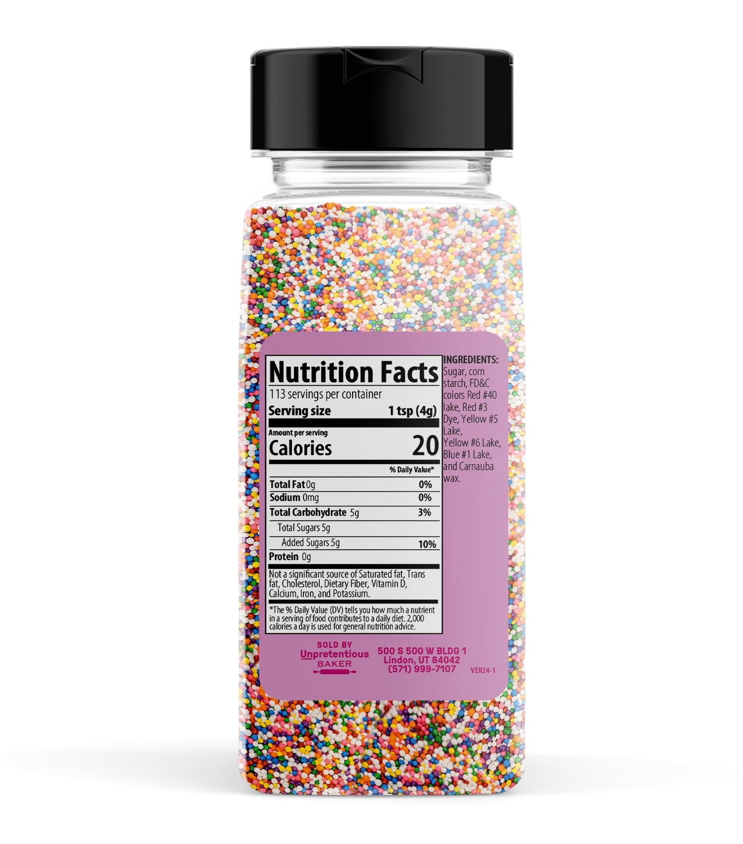 Unpretentious Rainbow Nonpareils Sprinkles - Multi-Use Shaker Bottle for Dessert Decorating