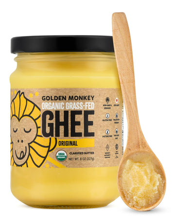 Golden Monkey Grass Fed Ghee Clarified Butter For Energy, Gut, And Immune Health Support - Organic Ghee Butter For Spread, Cooki