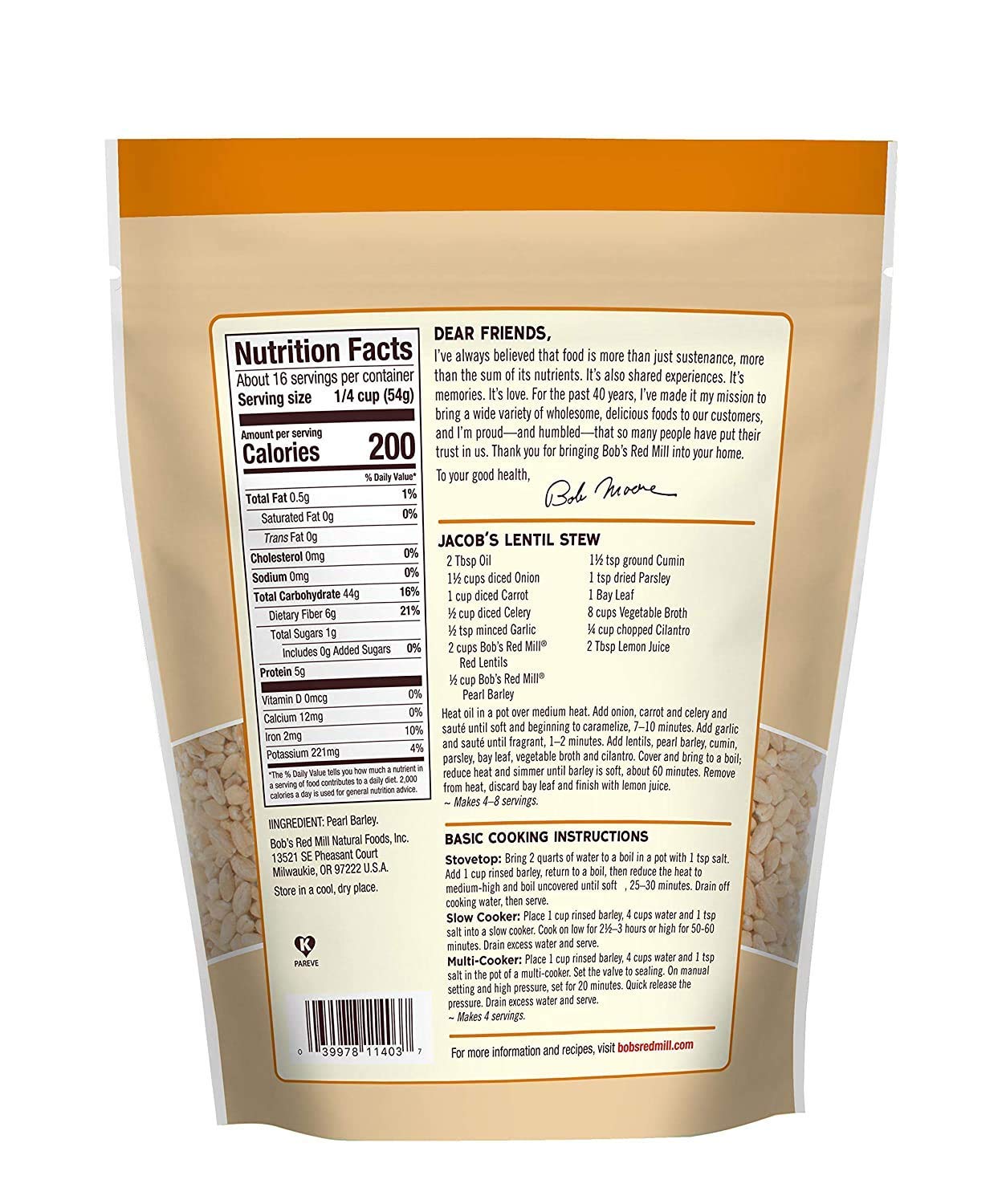 Bob'S Red Mill Pearl Barley - 30 Oz
