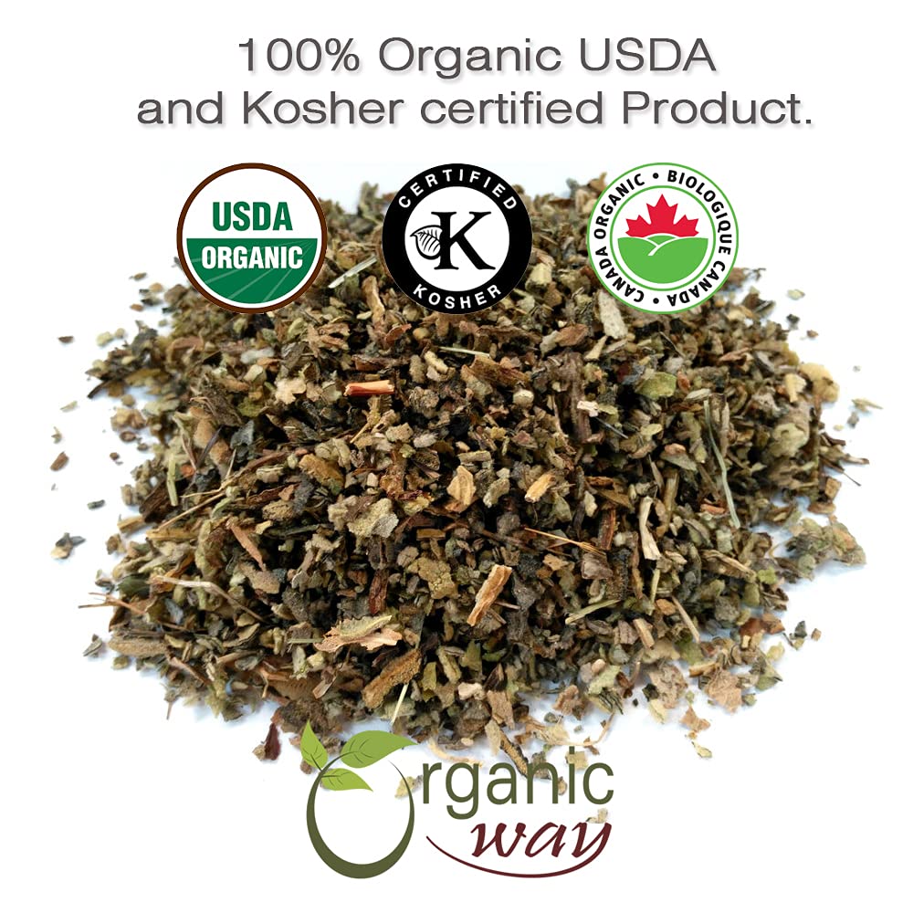 Organic Way Mullein Leaf Herbal Tea, Cut & Sifted, 16 Ounce, Non-GMO, USDA Certified, Kosher, Wild-Harvested from Albania
