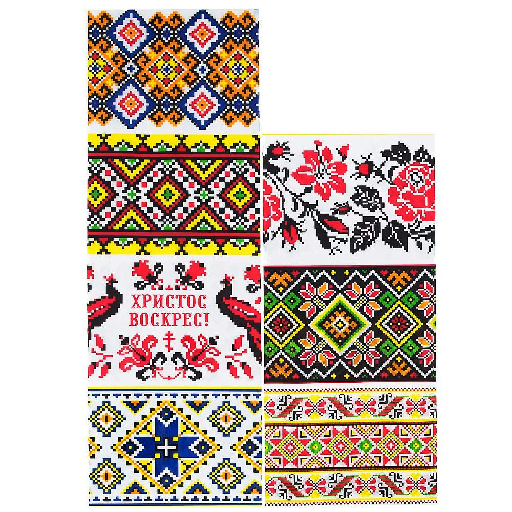 BestPysanky Ukrainian Easter Egg Decorating Wraps, 7 Folk Embroidery Designs, Heat Shrink Sleeves, Black, Model ZGR-22, Plastic