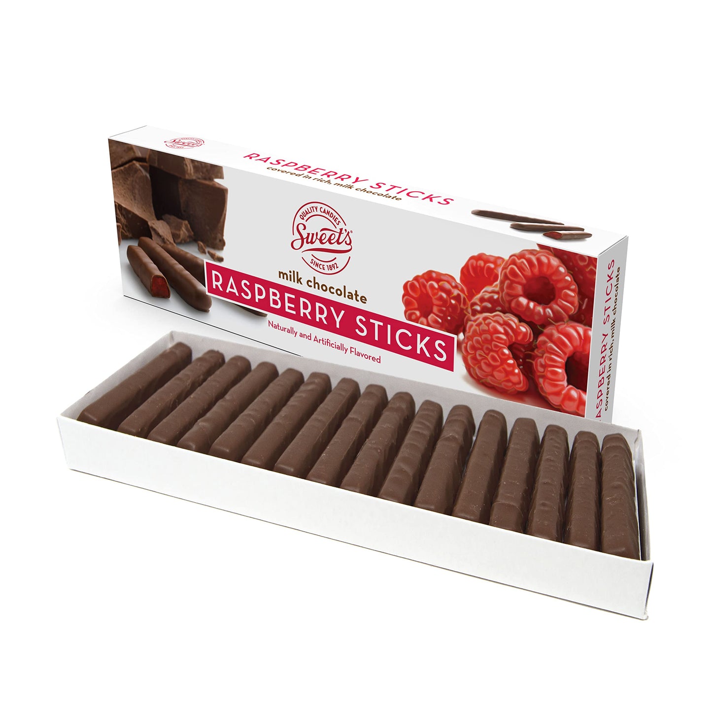 Sweet Candy Company Milk Chocolate Raspberry Sticks - Gourmet Chocolate Covered Sticks, Chocolate Fruit Flavored Sticks, Gift Id