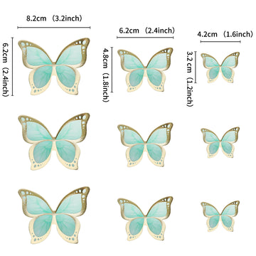 Ercadio 30 Pack 3D Butterfly Cake Toppers Green Butterfly Cake Toppers Mix Sizes Waterproof Arts Butterfly Cupcake Picks For Bab