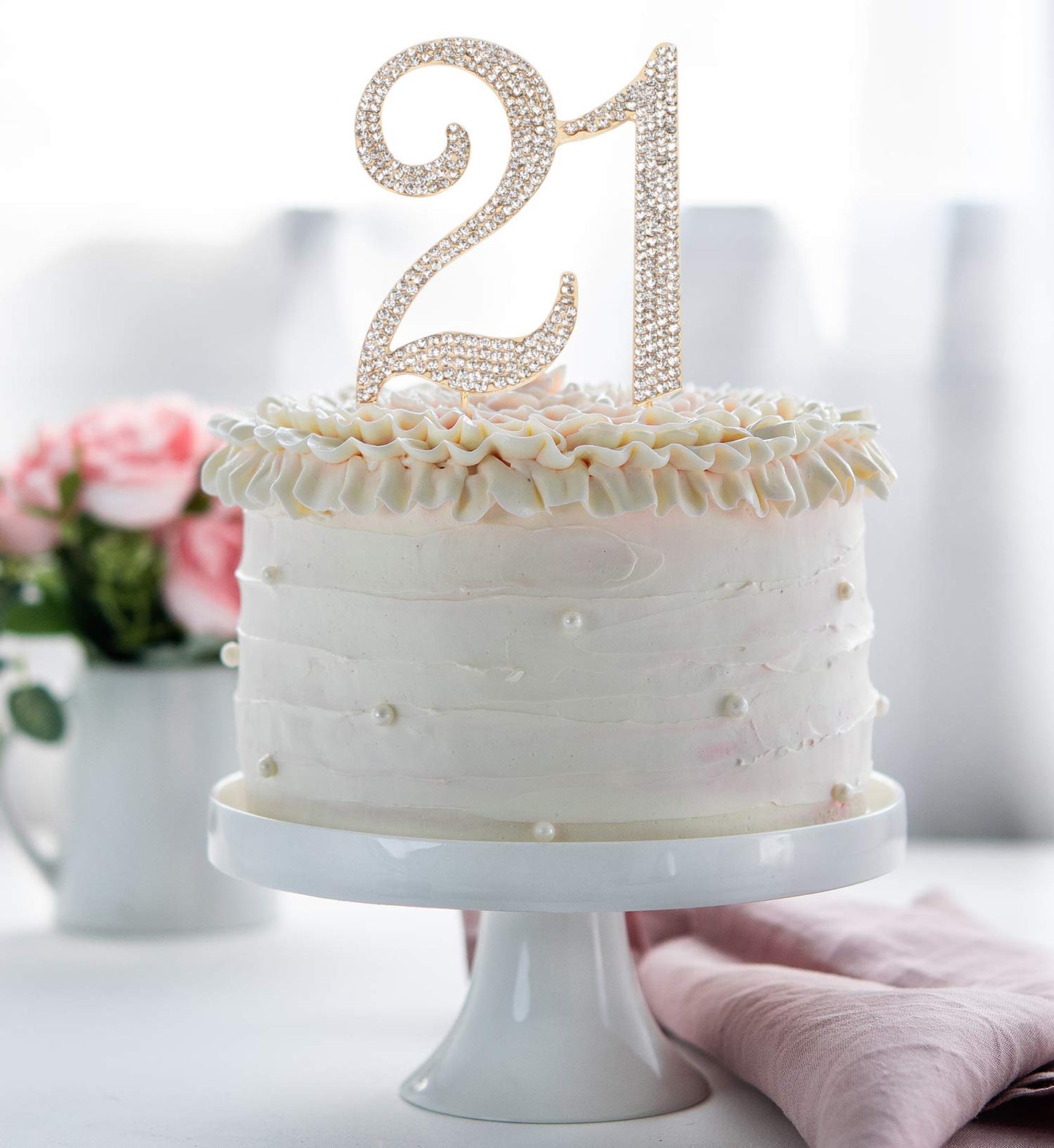 Hatcher Lee Bling Crystal 21 Birthday Cake Topper - Best Keepsake | 21St Party Decorations Gold