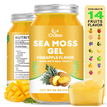 Oalse Sea Moss Gel - Raw Nutritious Irish Sea Moss Gel Rich In 102 Vitamins And Minerals, Proteins & Vitamins, Vegan-Friendly 28Oz Pineapple Flavor