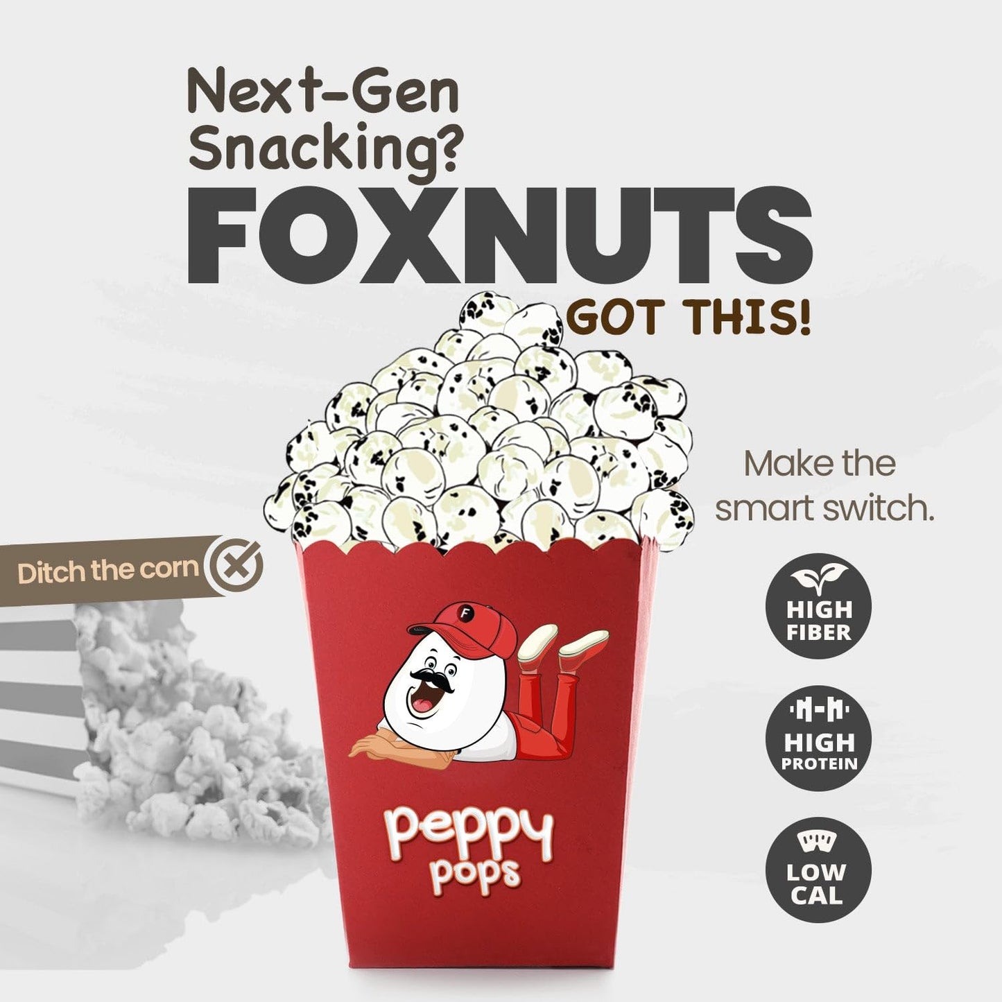 Peppy Pops | PACK OF 6, Magical Masala Roasted Foxnuts 2 oz (57 gm) - Crunchy Makhana Snack, Vegan Gluten Free Protein Snack Pac