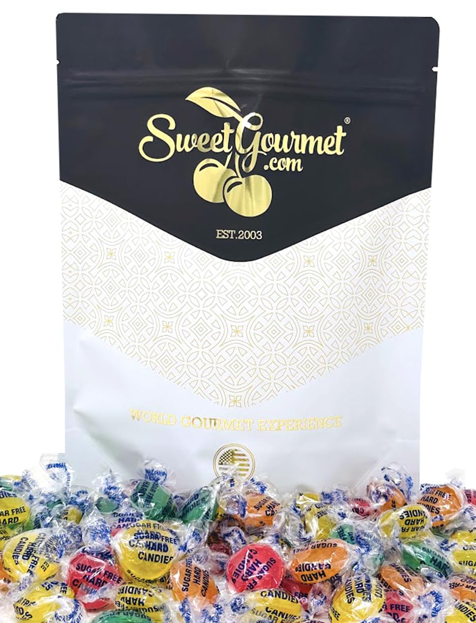 Sweetgourmet Sugar-Free Assorted Fruits Hard Candy | 4 Flavors | 2 Pounds