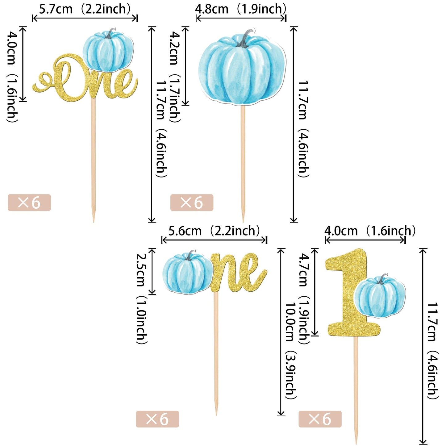 24 Pcs Pumpkin One Cupcake Toppers Glitter 1St Birthday Pumpkin Cupcake Picks Baby Shower Pumpkin Cake Decorations For Baby Show