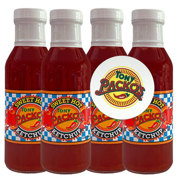 Tony Packo's Sweet Hot Ketchup, 14 ounce Jar (pack of 4) with Tony Packo Jar Opener
