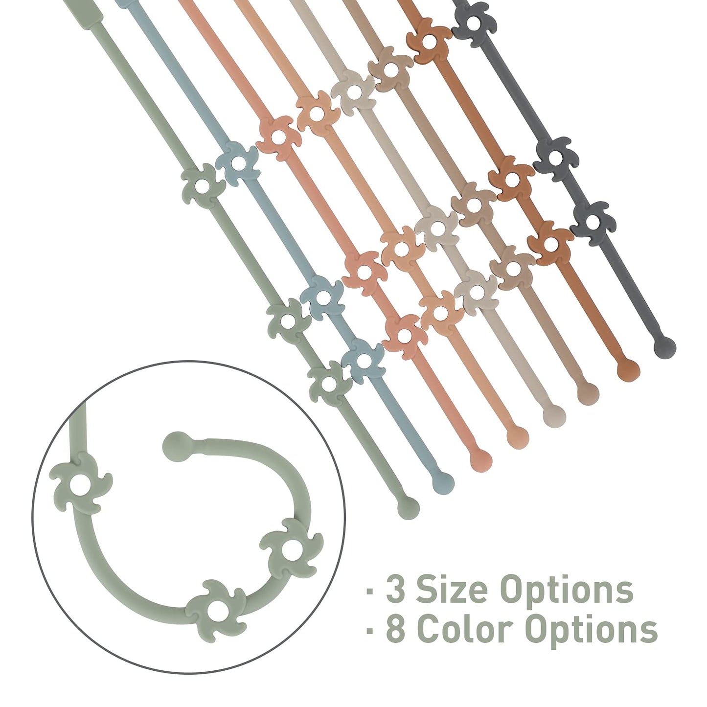 Toy Safety Straps, Food Grade Silicone Pacifier Clips Sippy Cup Strap Stretchable Adjustable For Strollers, High Chair, Cribs, H