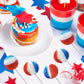 Patriotic Striped Cherry Lollipop Suckers, USA Patriotic Red, White & Blue, Hard Candy Treats, Kosher Certified, Individually Wr