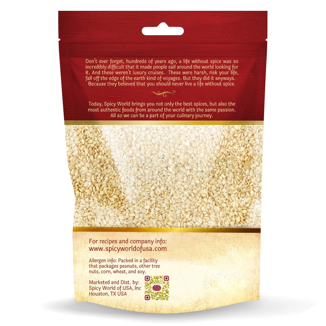 Spicy World White Sesame Seeds 5 Pound Bulk Bag - Hulled Till