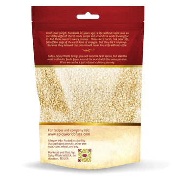Spicy World White Sesame Seeds 5 Pound Bulk Bag - Hulled Till