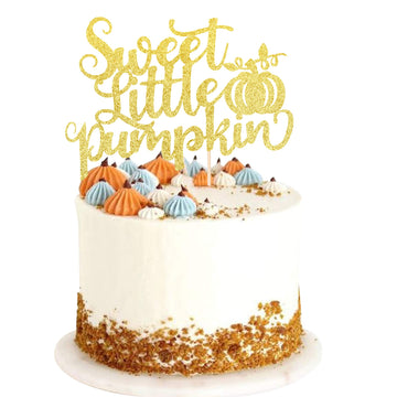 1 Pcs Sweet Little Pumpkin Cake Topper Glitter Fall Theme Little Pumpkin Cake Pick Decorations For Baby Shower Kids Birthday Tha