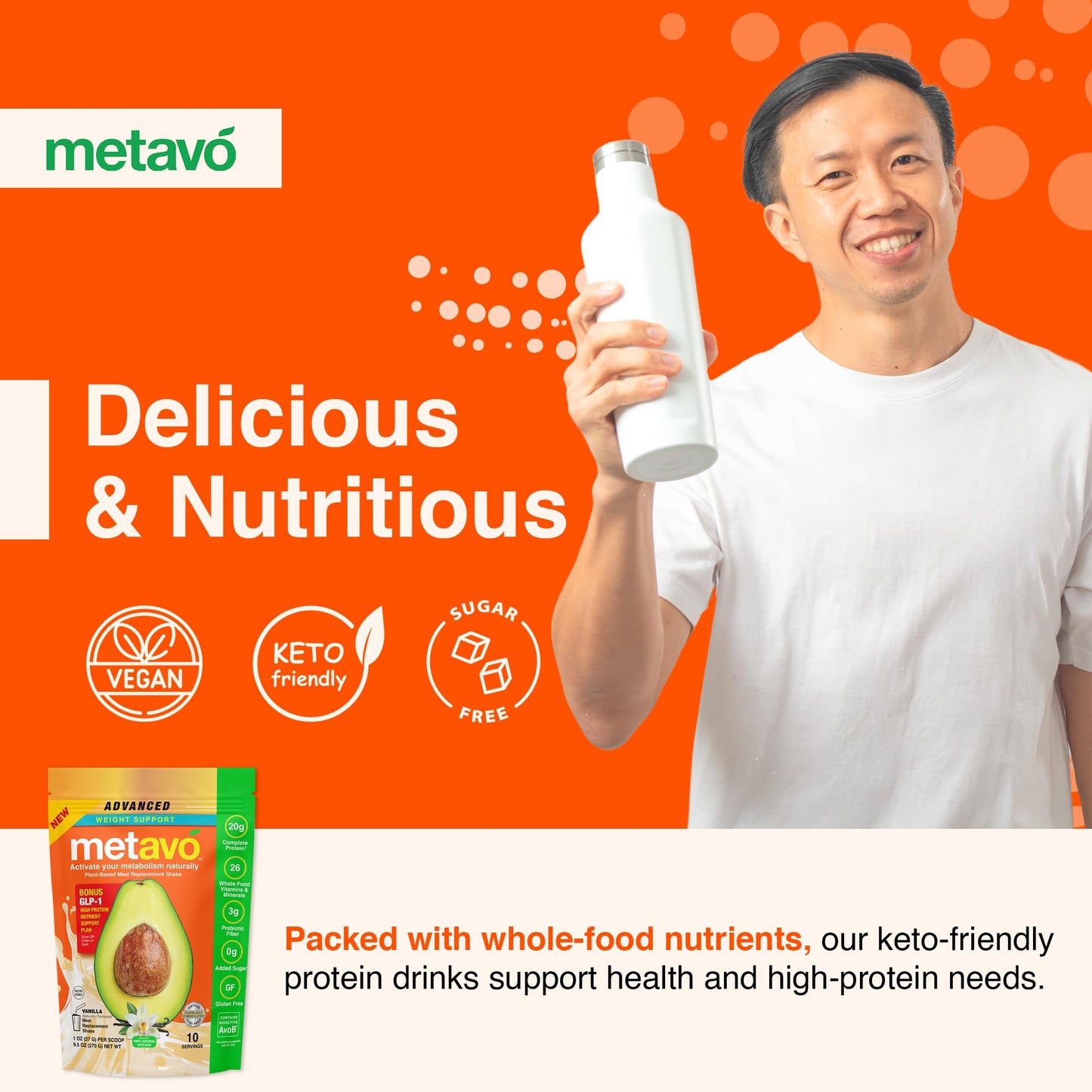 Metavo Advanced Weight Support Meal Replacement, Vanilla, 9.5 Ounce, Model 101-MRPVAN10US