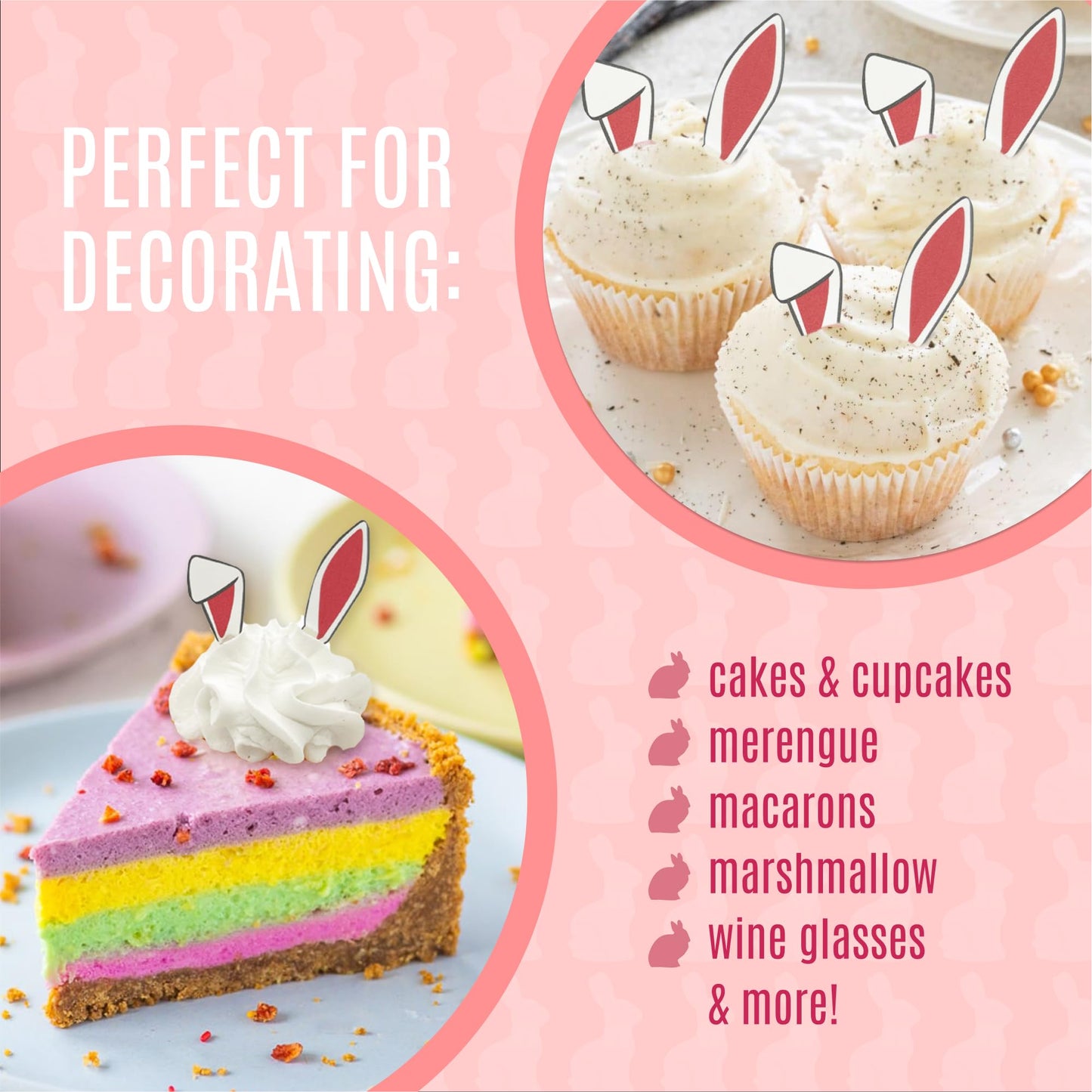Sugar Robot Edible Bunny Ears For Cupcakes - Bunny Ears Cake Topper - Easter Cupcake Toppers - Decoration Made In The Usa - Prem