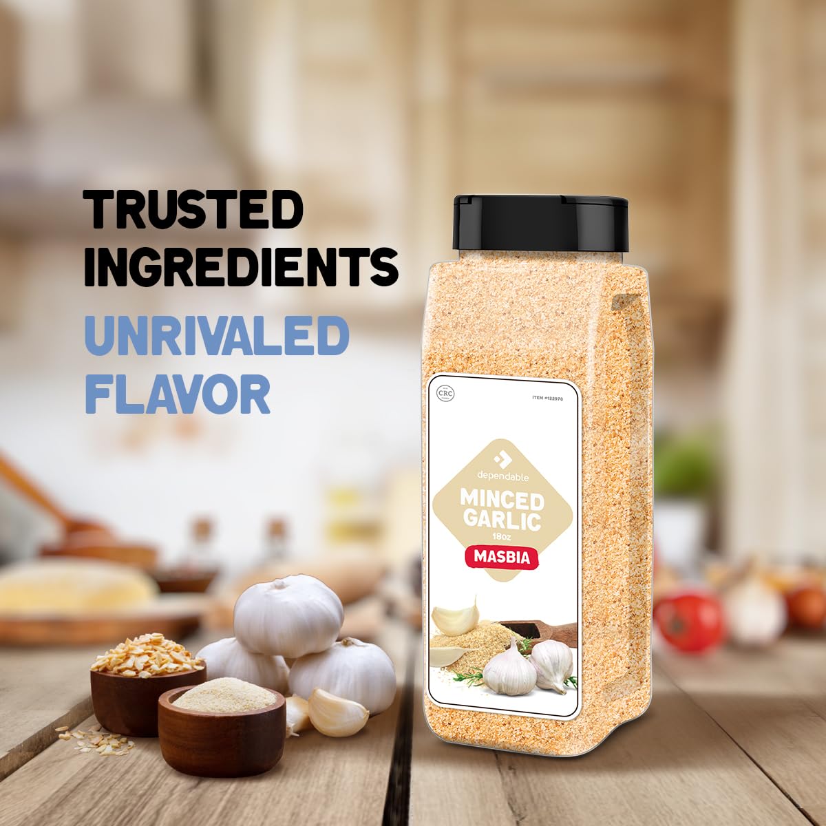 Dependable Foods Minced Garlic – 18 Oz Jug - Kosher, Non-Gmo, 100% Dried Garlic Granules - Perfect Seasoning For Sauces, Stir-Fries, Soups, Marinades & More