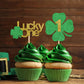 Glitter St Patricks Day Cupcake Toppers, Lucky One First Birthday 4 Leaf Clover Decorations, Shamrock Cupcake Toppers,Lucky One