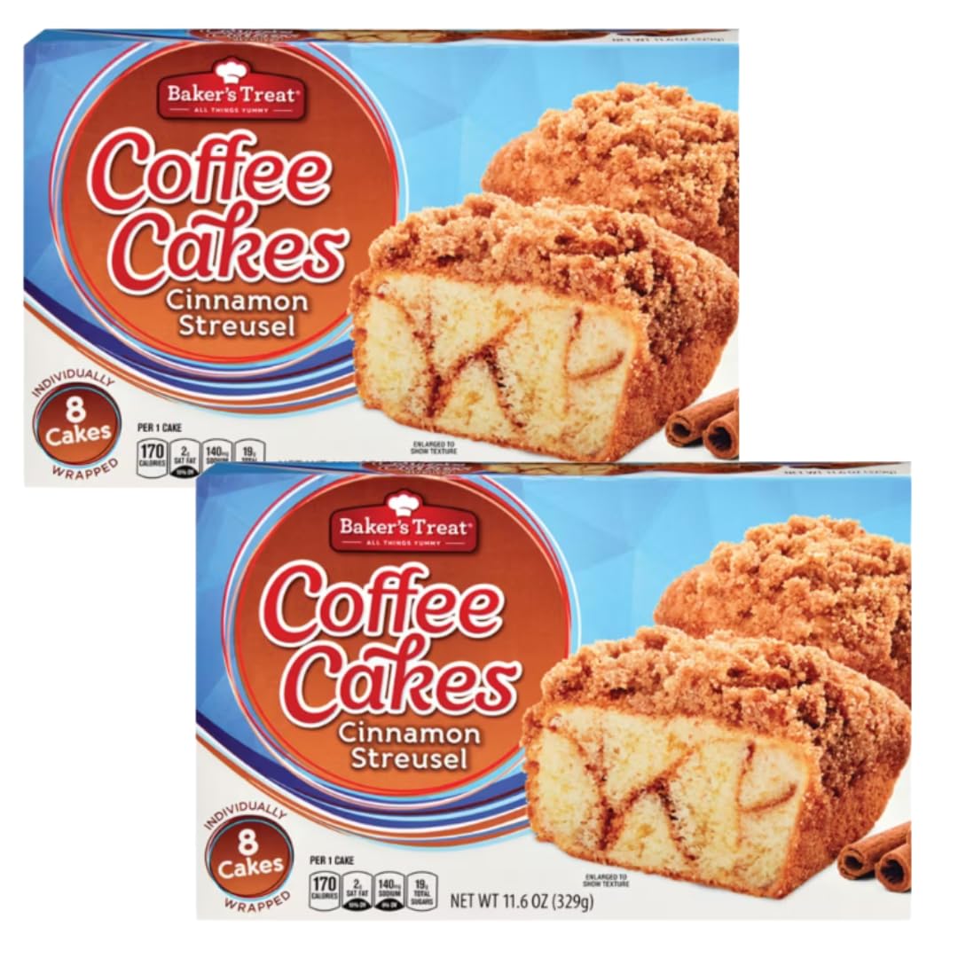 2 Pack - Cinnamon Streusel Cakes - (11.6 oz Total) | Soft, Moist Snack Cakes with Cinnamon Swirl & Crumb Topping | Individually 