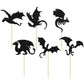 24Pcs Dragon Cupcake Toppers Glitter Dinosaur Birthday Cupcake Picks For Flying Dragon Theme Baby Shower Kids Birthday Party Cak