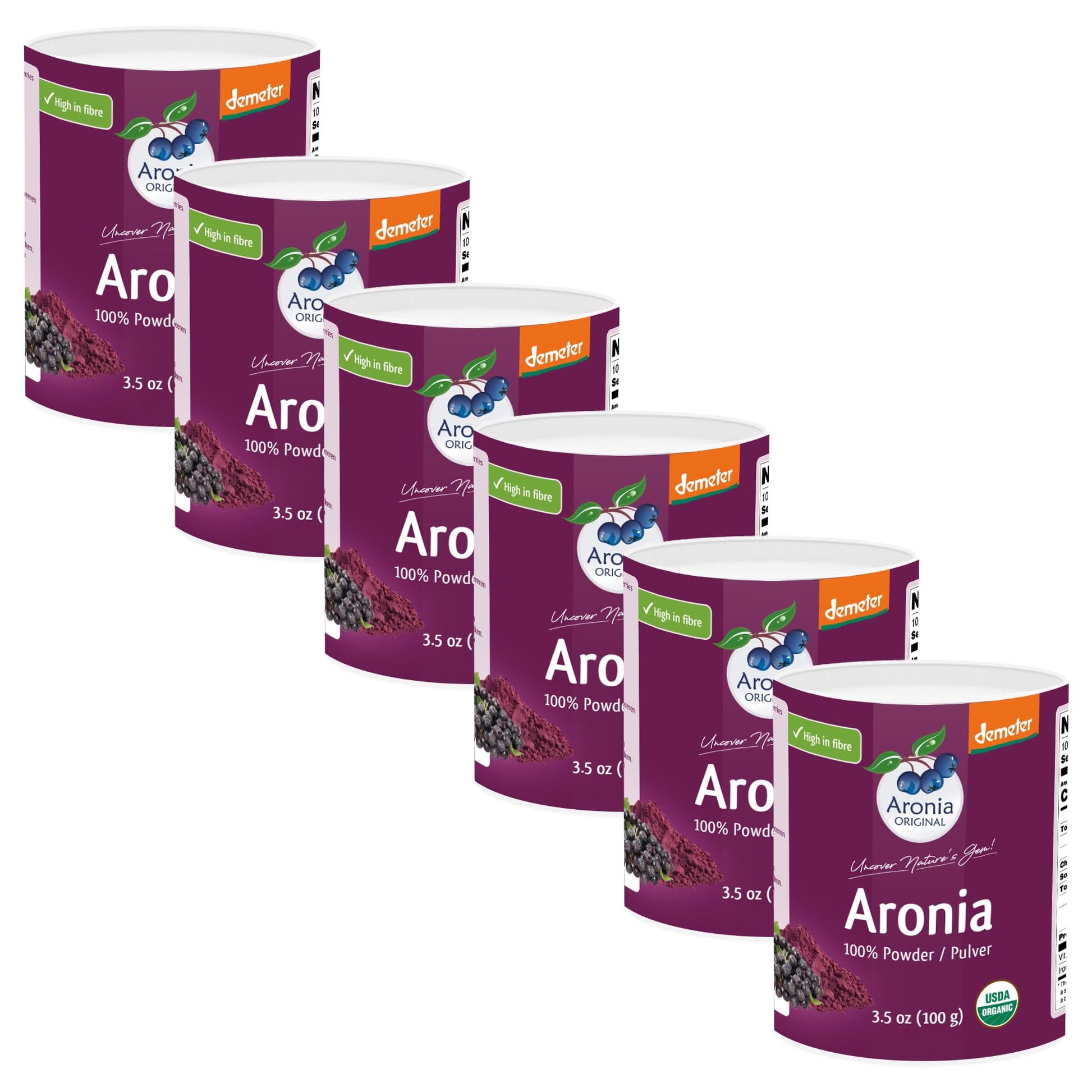 Aronia Oriflavor Blendal Organic 20:1 Aronia Berry Powder 3.5 Oz (6-Pack) | Over 1 600 Aronia Berries  No Added Sugar  No Additives  Not Freeze Dried  Not Frozen | Vegan  Organic  Non-Gmo Black Chokeberry