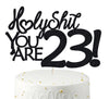 Happy 23rd Birthday Cake Topper - Black Glitter, Funny Cake Topper for Men & Women, 23rd Birthday Decorations