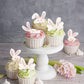 40Pack Edible Happy Easter Cupcake Toppers For Rabbit Ears Bunny Party Decorations Drink Topper Cake Food Decor Appetizers Tooth