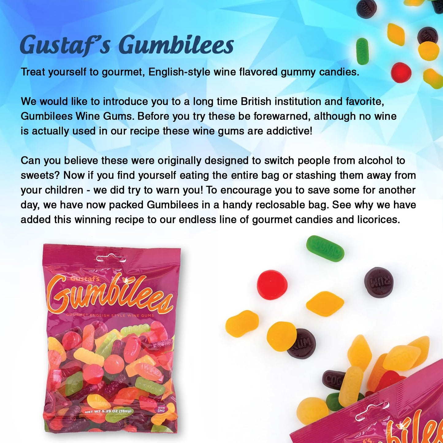 R.U.S. Candy Gourmet English Style Wine Gums, Assorted Fruit Flavored Gummies, 2 Pack, 5.29 oz Each