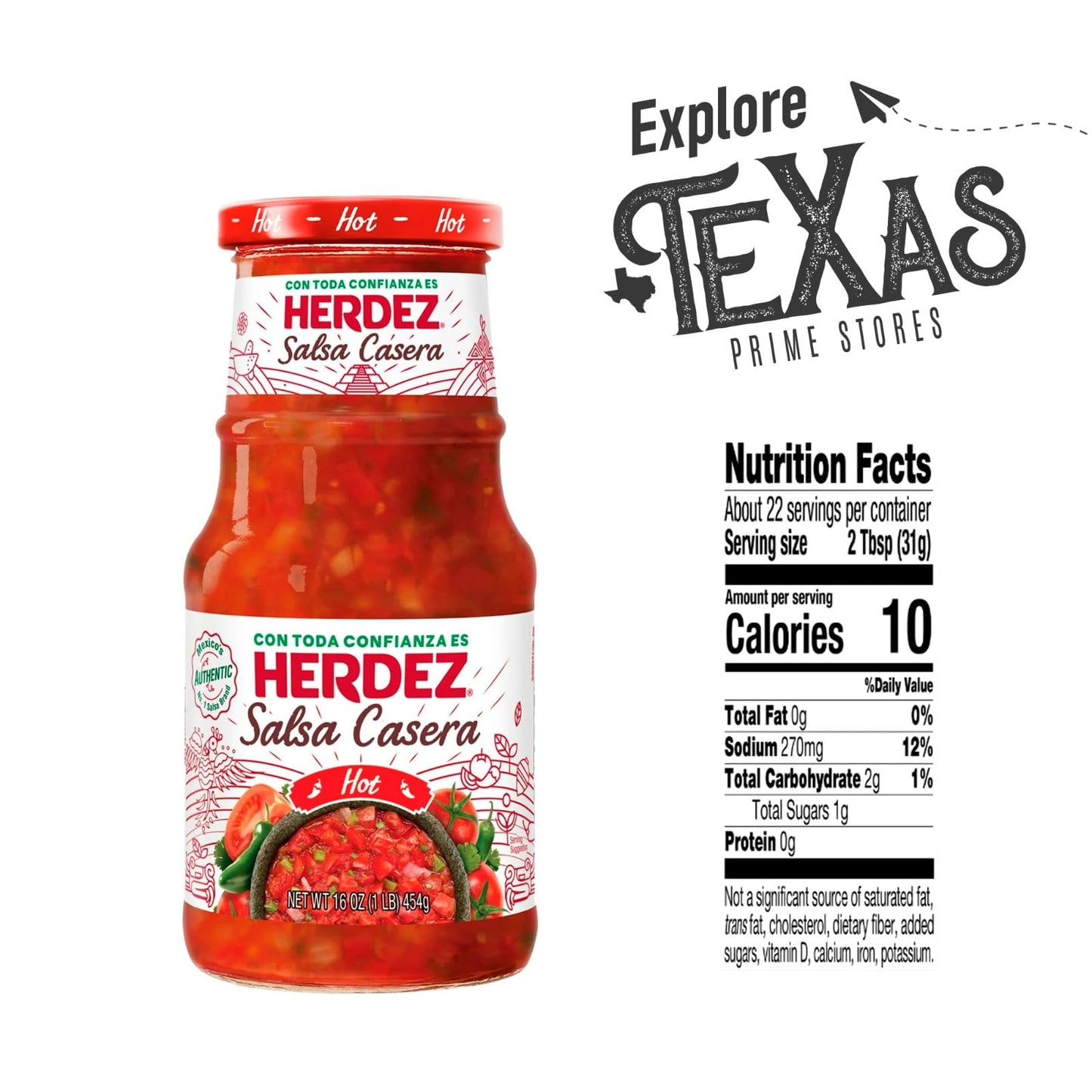 Herdez - Lavinia Essentials Bundle: 4-Pack of Salsa Roja Casera Hot 16oz Glass Bottle + 1 Utility Prop