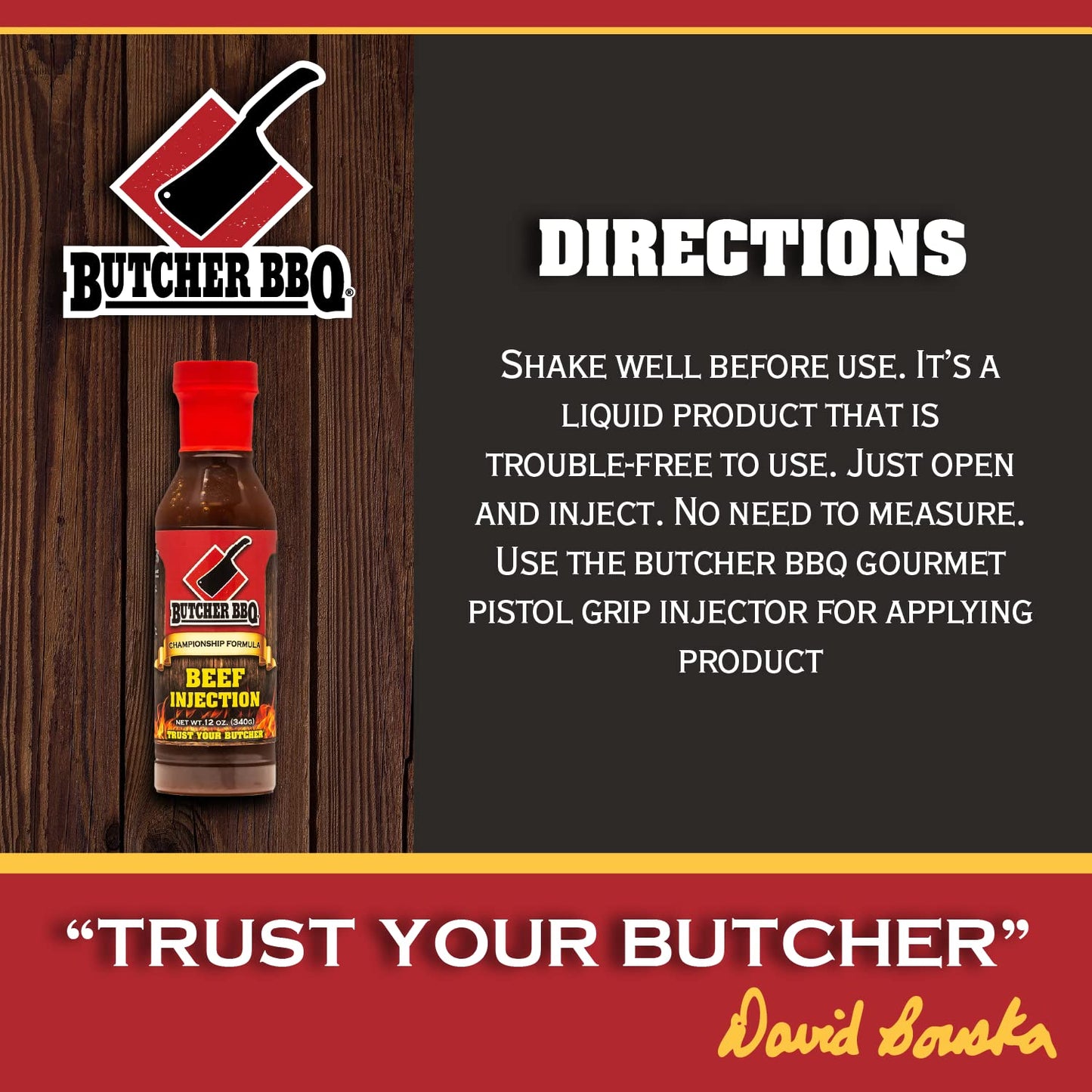 Butcher BBQ Liquid Brisket Injection - Texas Brisket Seasoning, 12 Ounce, MSG & Gluten Free, Model 69553