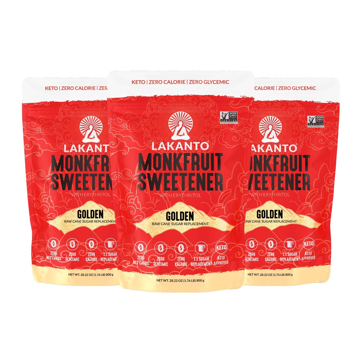 Lakanto Golden Monk Fruit Sweetener With Erythritol, Raw Cane Sugar Substitute, Monk Fruit Extract, Raw Sugar Replacement for Ba