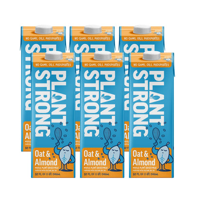 PLANTSTRONG Oat & Almond Milk 32oz (6 Pack) - NON-GMO - Plant Based, Vegan - Gluten Free Dairy Free - Shelf Stable - Lactose Fre