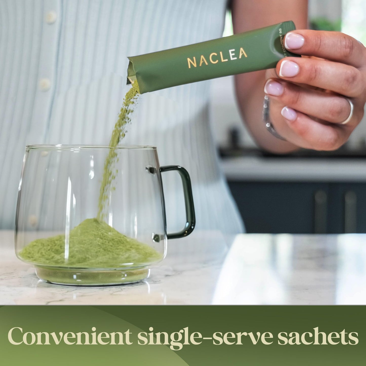 NACLEA Mushroom Matcha Powder - Sugar-Free Japanese Ceremonial Green Tea with 18 Superfood Mushrooms and Hydrolyzed Collagen - Coffee Alternative Caffeine Free - 30 Sachets