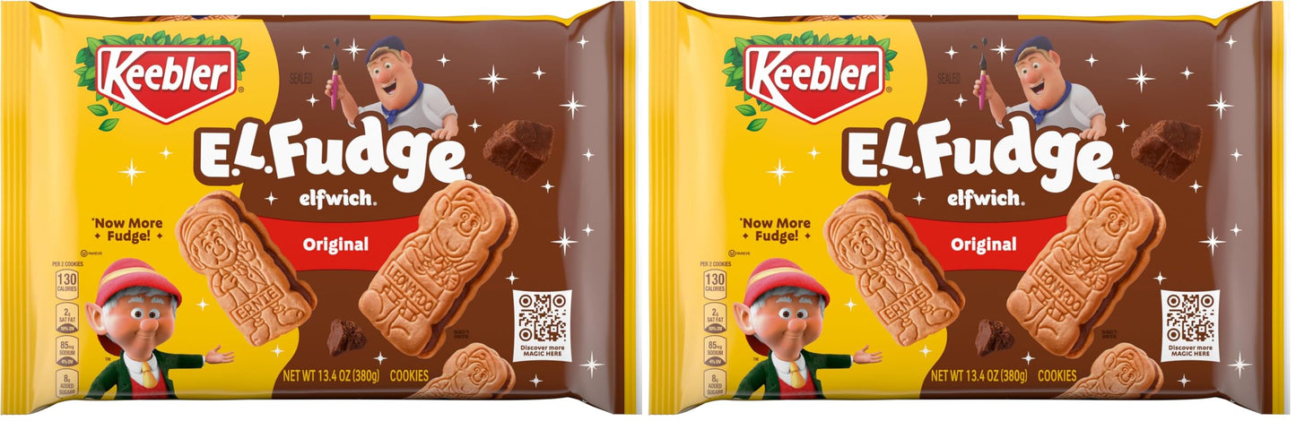 Keebler E.L. Fudge Elfwich Cookies, Sandwich Cookies Stuffed with Crme Filling, 13.4 oz (Pack of 2)