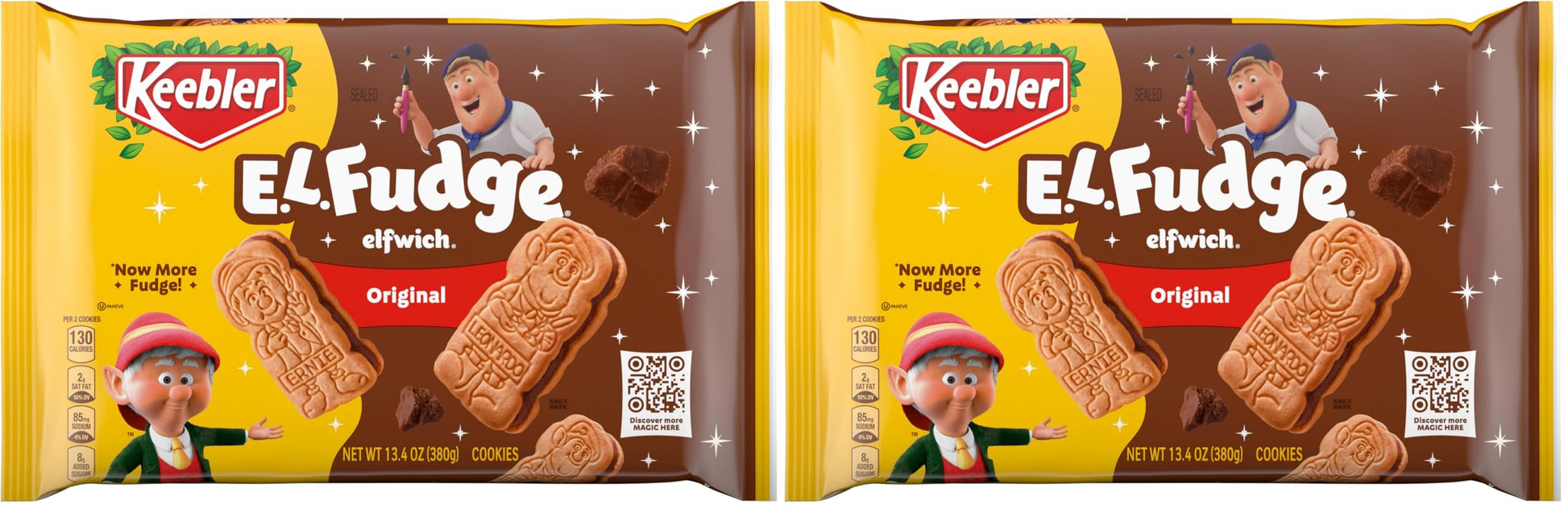 Keebler E.L. Fudge Elfwich Cookies, Sandwich Cookies Stuffed with Crme Filling, 13.4 oz (Pack of 2)