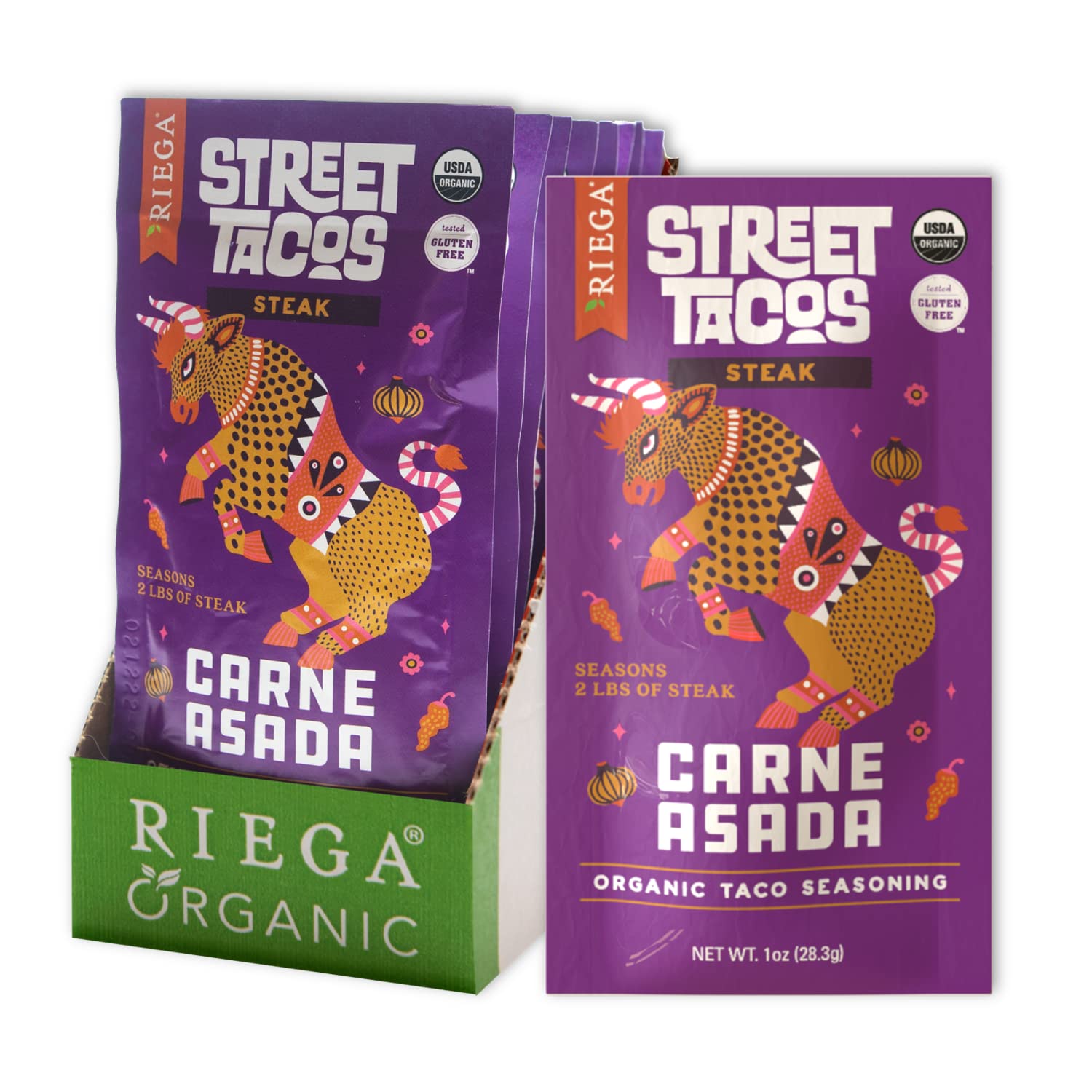 Riega Organic Carne Asada Street Taco Seasoning, Mix Makes the Perfect Carne Asada Marinade to Spice Up Taco Tuesday 1 Ounce (Pa