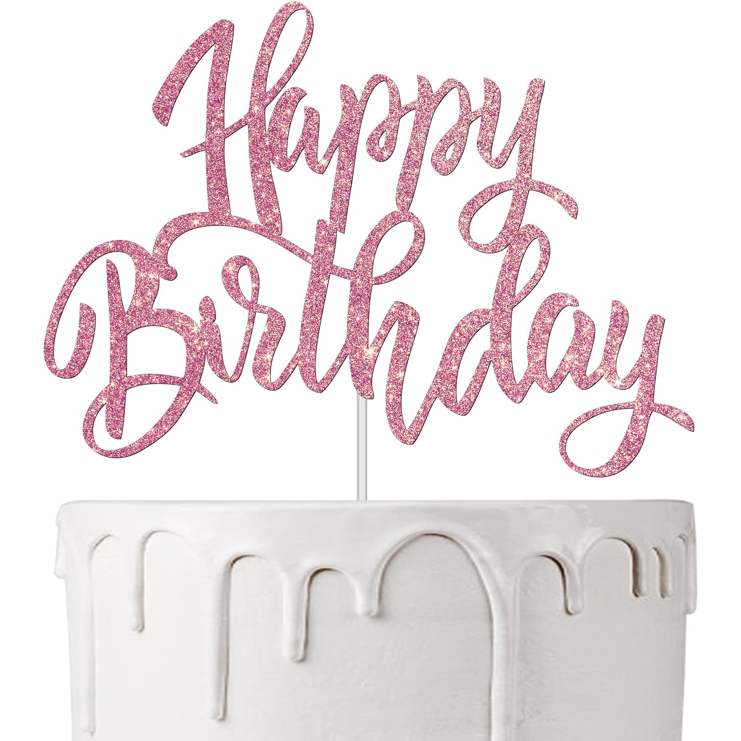 Happy Birthday Cake Decorations, Birthday Party Supplies, Rose Gold Glitter Letters, Cake Topper