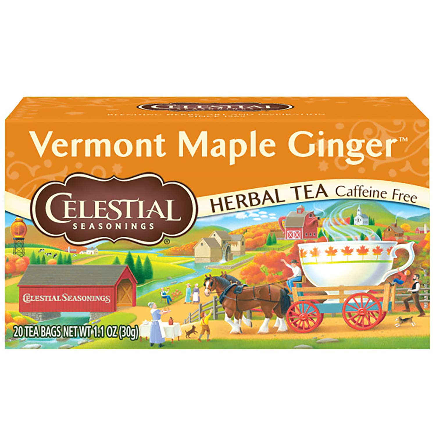 Celestial Seasonings Herbal Tea Vermont Maple Ginger Caffeine Free 20 Count Pack of 6 Natural